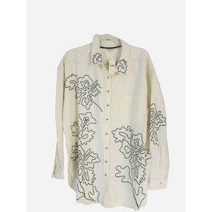 Anthropologie Cream and Black Blouse